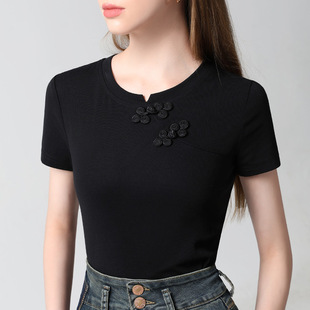 2025新款拉丁上衣女短袖高级感形体舞蹈练功服棉交谊国标摩登舞衣