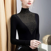 拉丁舞服装 冬季 摩登舞上衣女长袖 高领时尚 交谊国标舞蹈练功服 新款