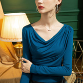 舞蹈小衫 上衣长袖 跳交谊国标摩登舞练功服女 莫代尔拉丁舞新款 秋季