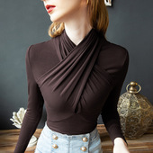 莫代尔拉丁舞上衣女长袖 显瘦国标摩登舞服交谊舞蹈练功服 春秋新款