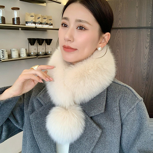 冬季高品质整皮狐狸毛皮草围巾女