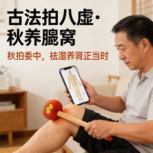 兴宛堂古法拍八虚养生锤秋养膝窝艾草按摩锤疏通筋络礼盒装艾草锤