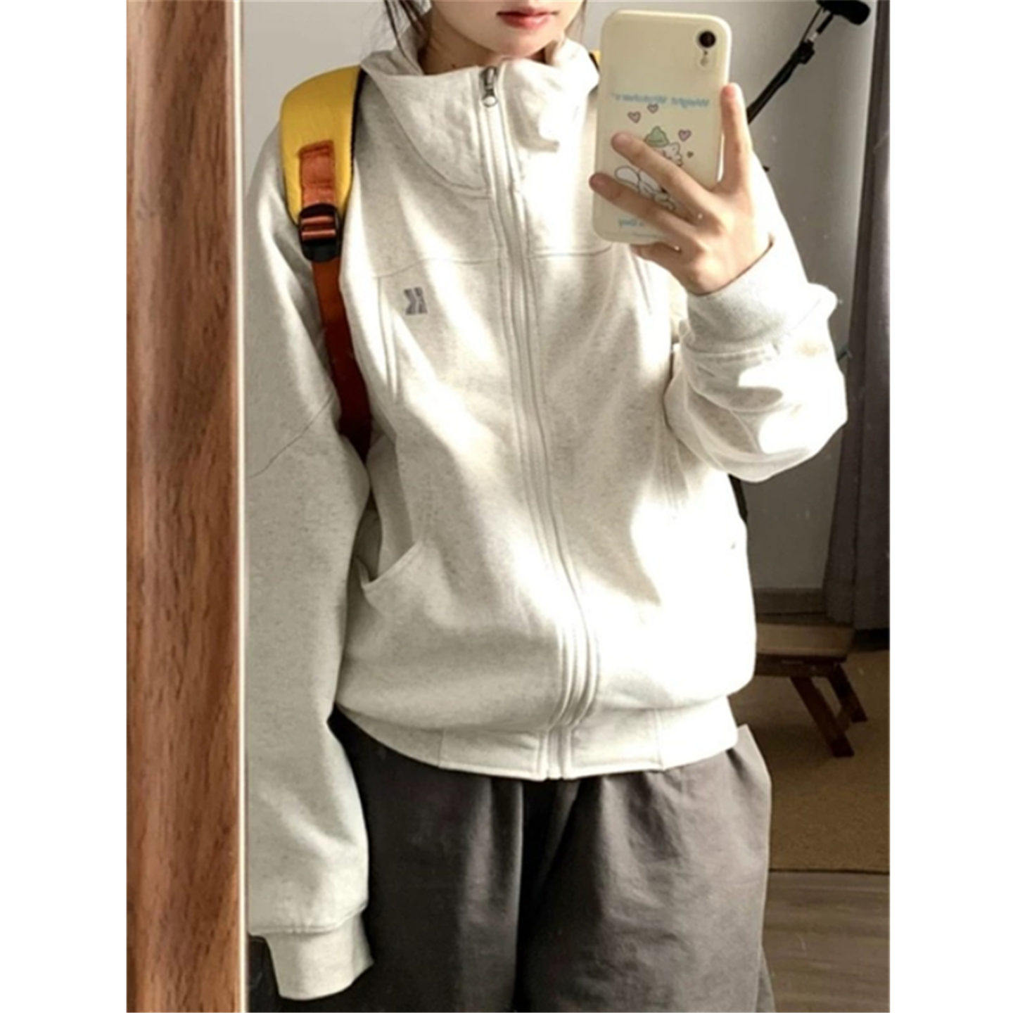 美式复古立领卫衣女春秋薄款外套chic宽松慵懒开衫夹克棒球服上衣