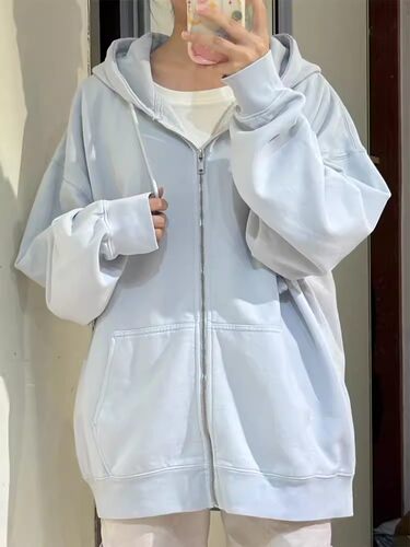 连帽卫衣女宽松oversize开衫外套