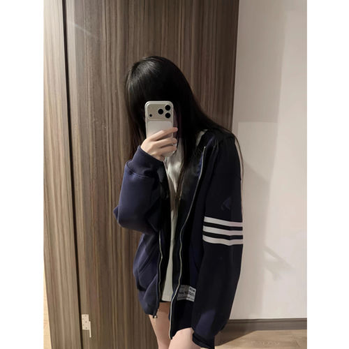 连帽卫衣女宽松拉链开衫外套上衣