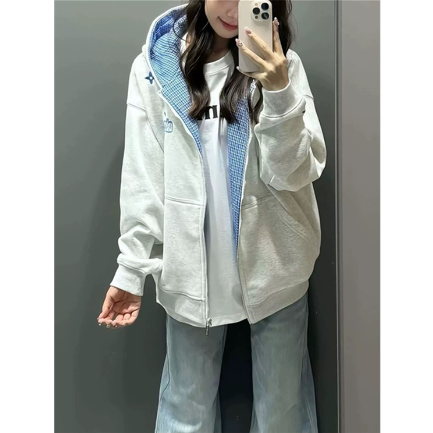 连帽卫衣女宽松oversize开衫外套