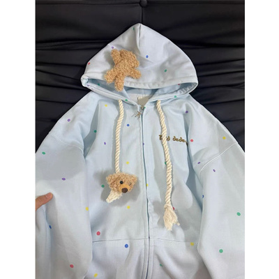 连帽卫衣女宽松oversize开衫外套