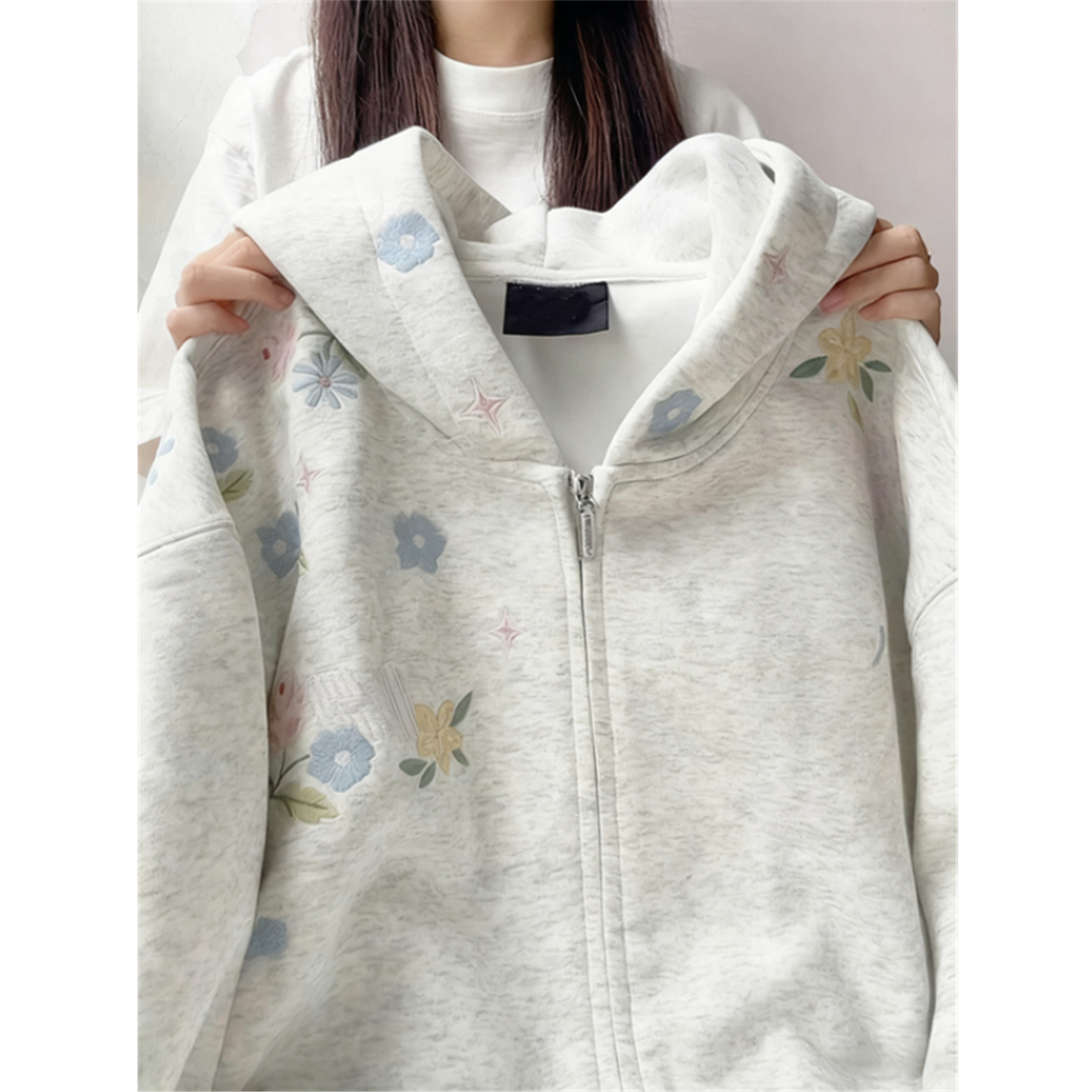 连帽卫衣女宽松oversize开衫外套