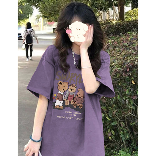 纯棉短袖T恤女夏宽松半袖上衣服