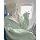 上衣 绿色连帽卫衣女秋冬oversize加绒加厚外套chic慵懒风宽松开衫