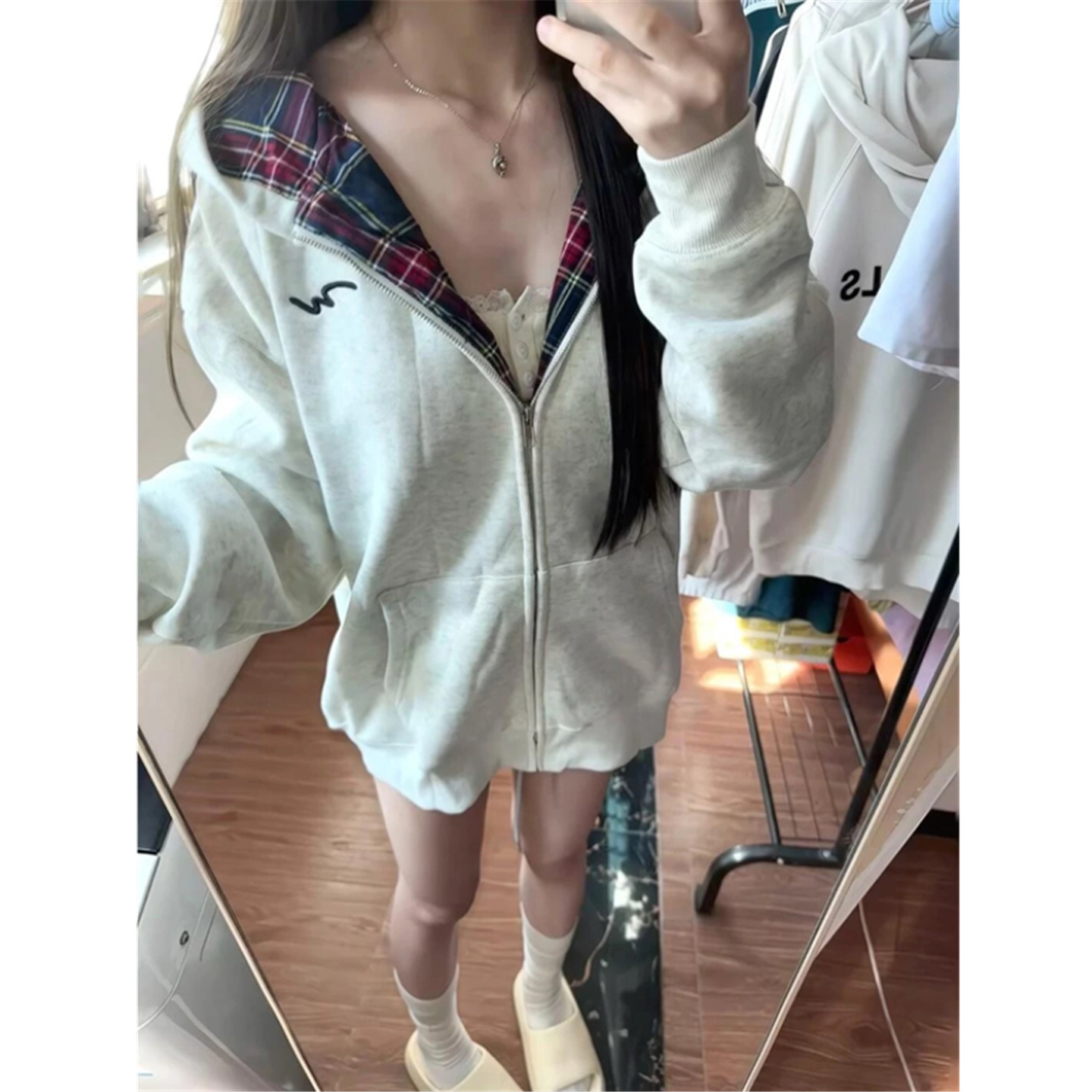 连帽卫衣女宽松oversize开衫外套