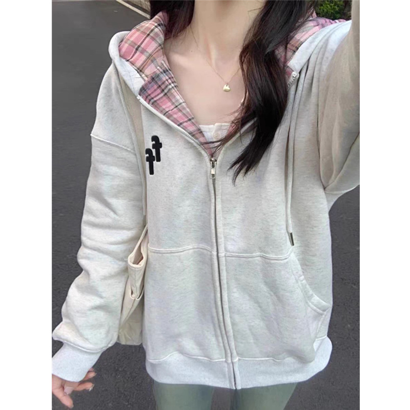 连帽卫衣女宽松oversize开衫外套