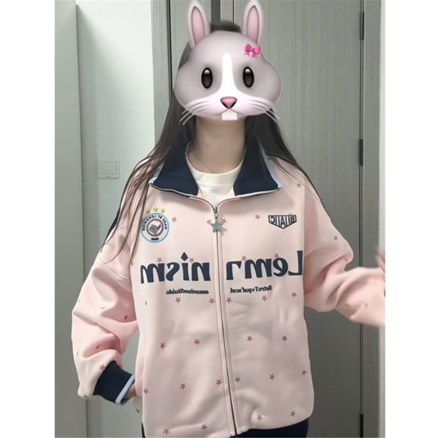 星星立领卫衣女宽松开衫外套夹克图片