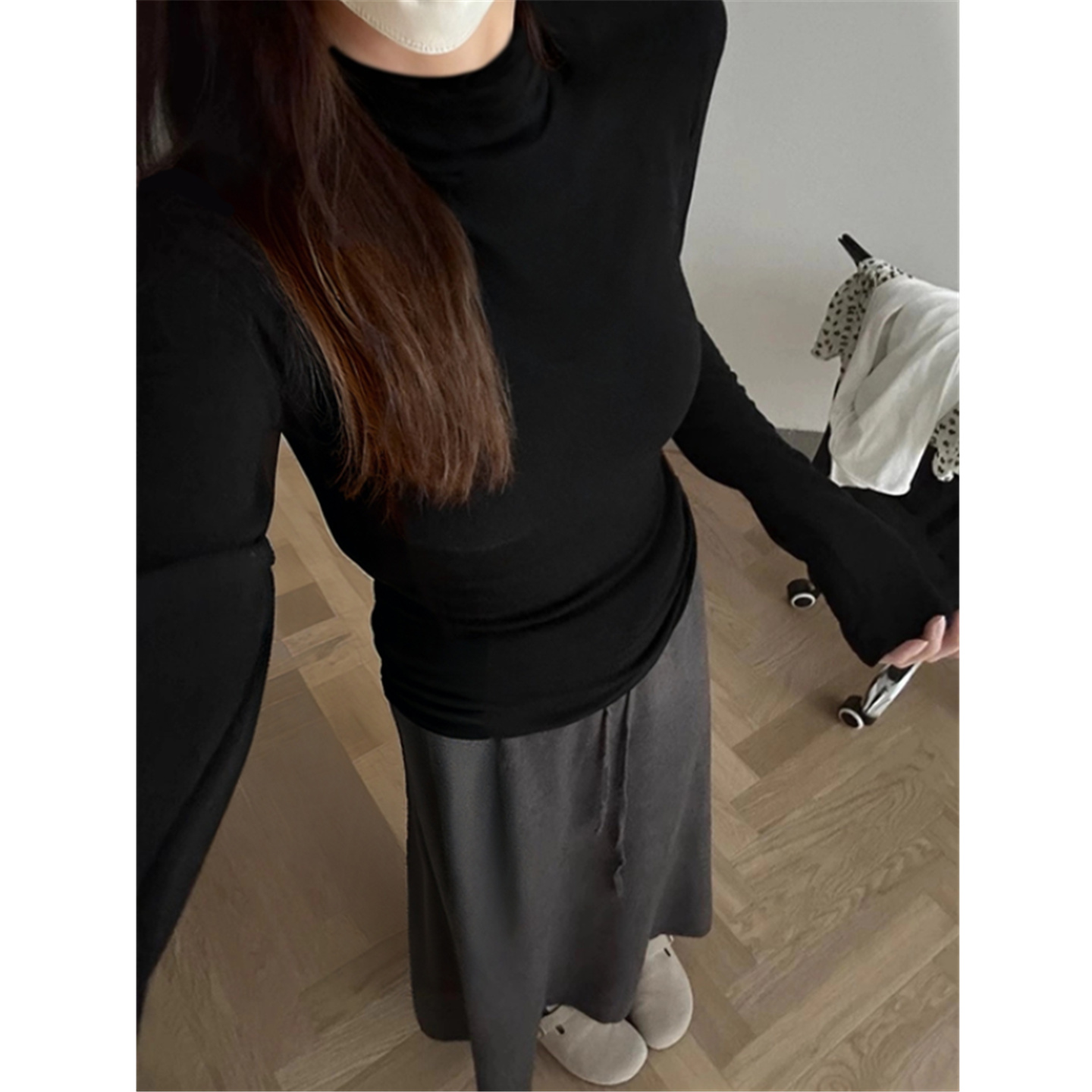 半高领德绒打底衫女长袖t恤上衣