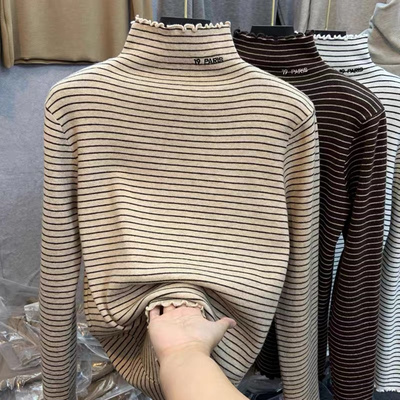 半高领德绒打底衫女长袖t恤上衣