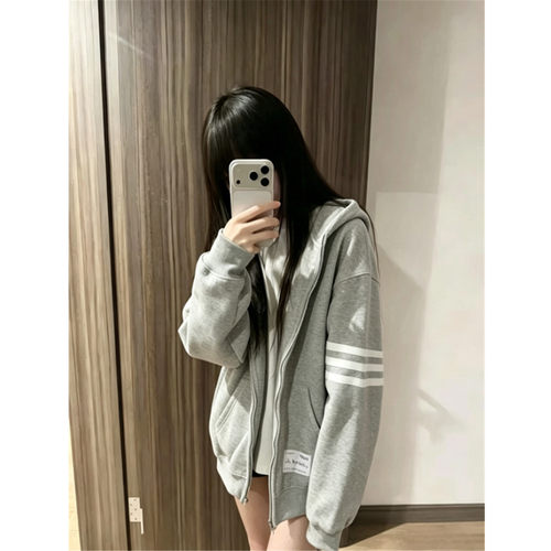 连帽卫衣女宽松拉链开衫外套上衣