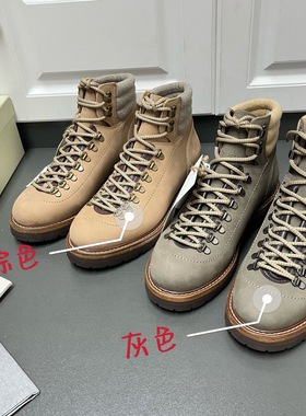 纯原男士牛皮休闲百搭轻便透气系带防滑户外运动马丁靴秋冬男靴