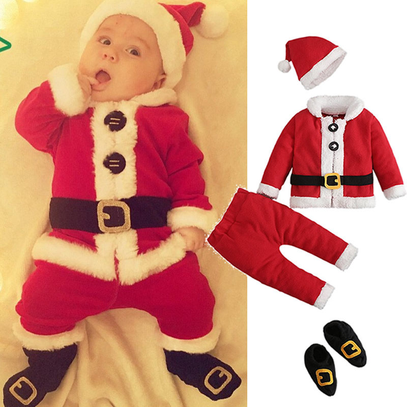 圣诞主题穿搭婴儿长袖红色衣服