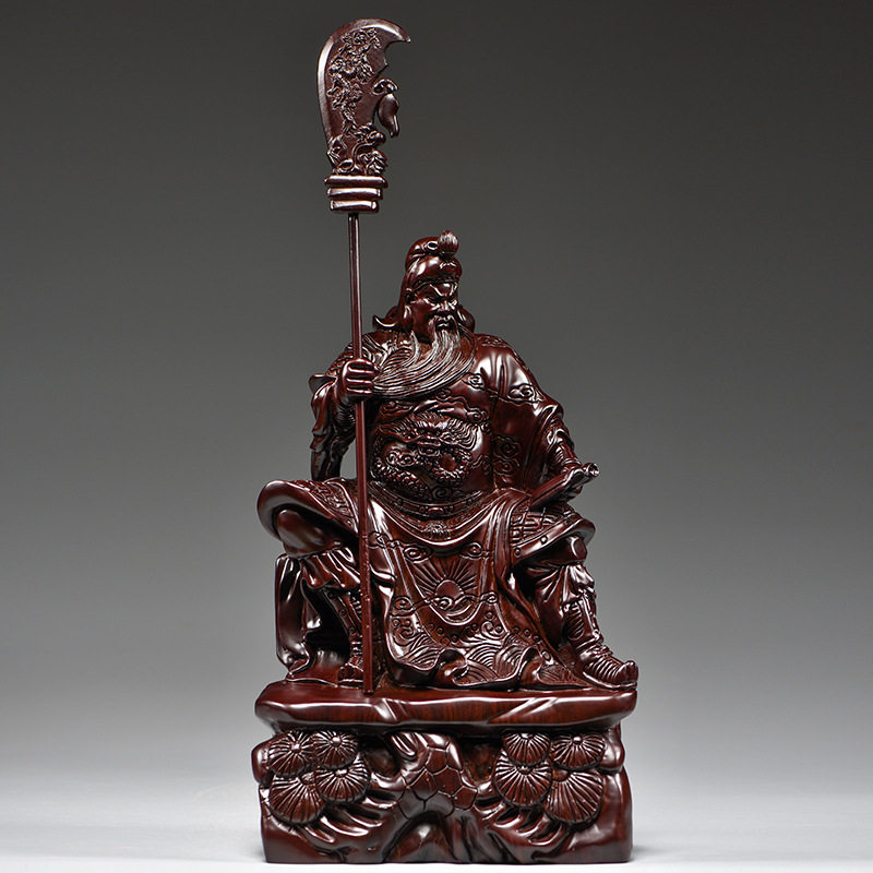 黑檀木雕关公摆件看书关公夜读春秋武财神立刀关羽神像红木工艺品