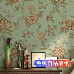 复古加厚法式 自粘墙纸家用自贴卧室房间温馨美式 田园风背景墙壁纸