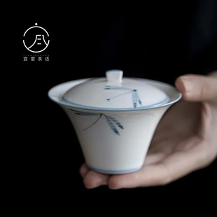 宜室茶话仿古纯手绘蜻蜓盖碗家用陶瓷泡茶碗功夫茶具防烫主泡茶碗