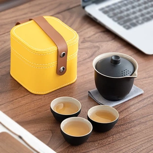 便携式 旅行茶具小套装 快客杯户外喝茶泡茶杯家用一户三杯功夫茶具