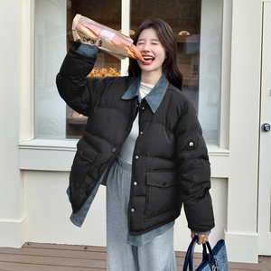 2567kp325k478羽绒服女2025冬季新款拼接牛仔假两件90鸭绒图片