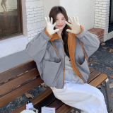 蓝色设计感工装羽绒服女冬季2025新款美式韩系高级感90白鸭绒外套，女装羽绒服，丽人依阁