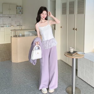 2608kp215k348新款韩系初春显瘦紫色连帽卫衣休闲裤套装图片