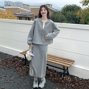 现货2502KP145K208慵懒风系卫衣套装裙2025春季新款半身裙两件套，女装套装/套裙，丽人依阁