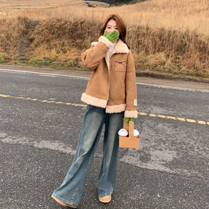 2570kp195k288麂皮绒外套女皮毛一体宽松加厚保暖2025冬季新款图片