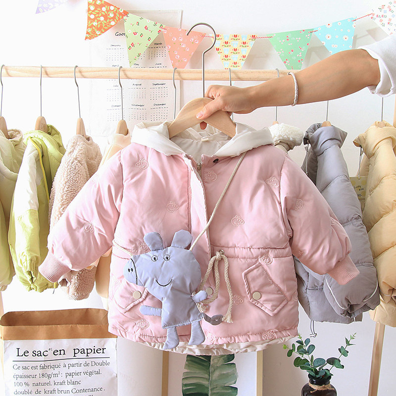 女宝宝1棉衣外套2女童装3冬装小童洋气2019新款棉袄羽绒棉服卡通