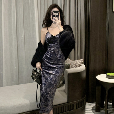 名媛气优雅年会吊带礼服