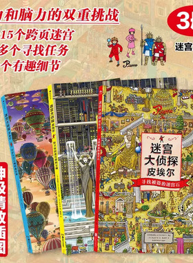 浪花朵朵 迷宫大侦探皮埃尔3册套装+威利在哪里 系列任选 插画团队IC4DESIGN创作3-9岁儿童益智玩具迷宫训练书