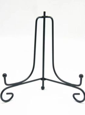 黑色铁艺盘子支架茶饼支架 钟表黑胶唱片纪念盘奖牌展示支架底座