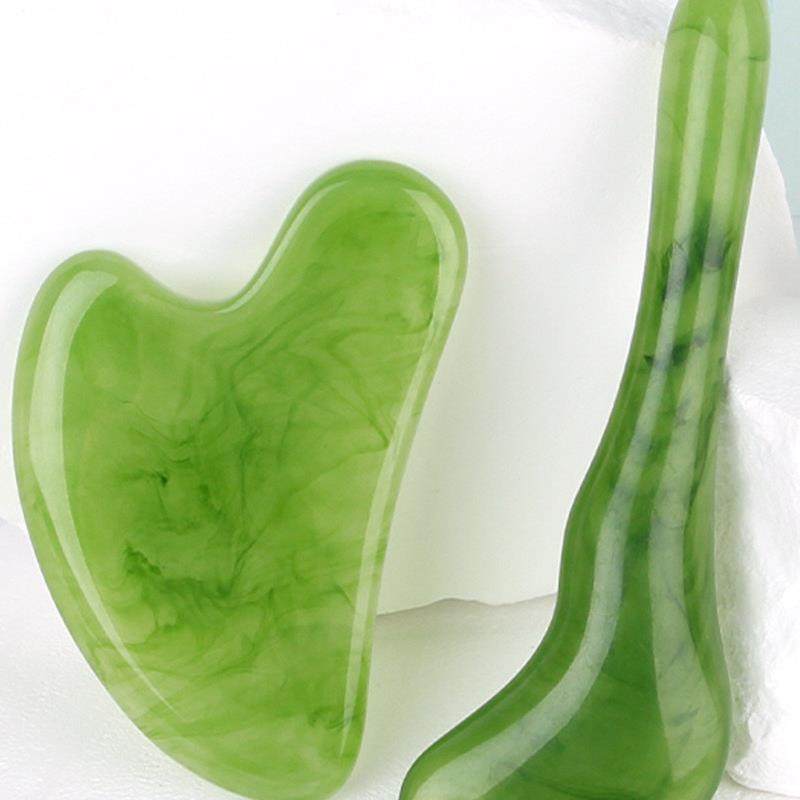 树脂刮痧按摩棒套装 面脸眼部拨筋棒 心形按摩器绿色美容拔经工具