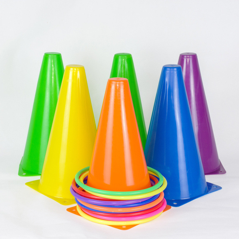 七彩塑料标志桶户外体育训练器材塑料投掷套圈足球训练障碍桶