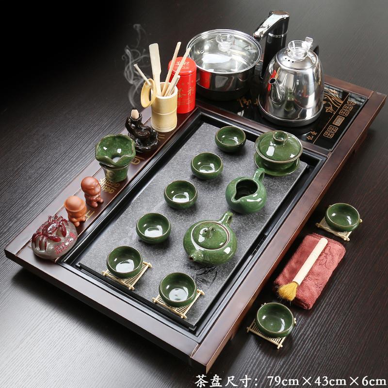 整套实木茶盘茶具套装一体紫砂功夫茶具办公家用客厅全自动电器