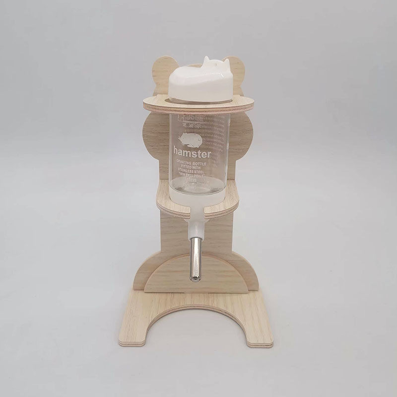 仓鼠滚珠水壶架 金丝熊立式水樽 刺猬实木支架花枝鼠喝水壶饮水器