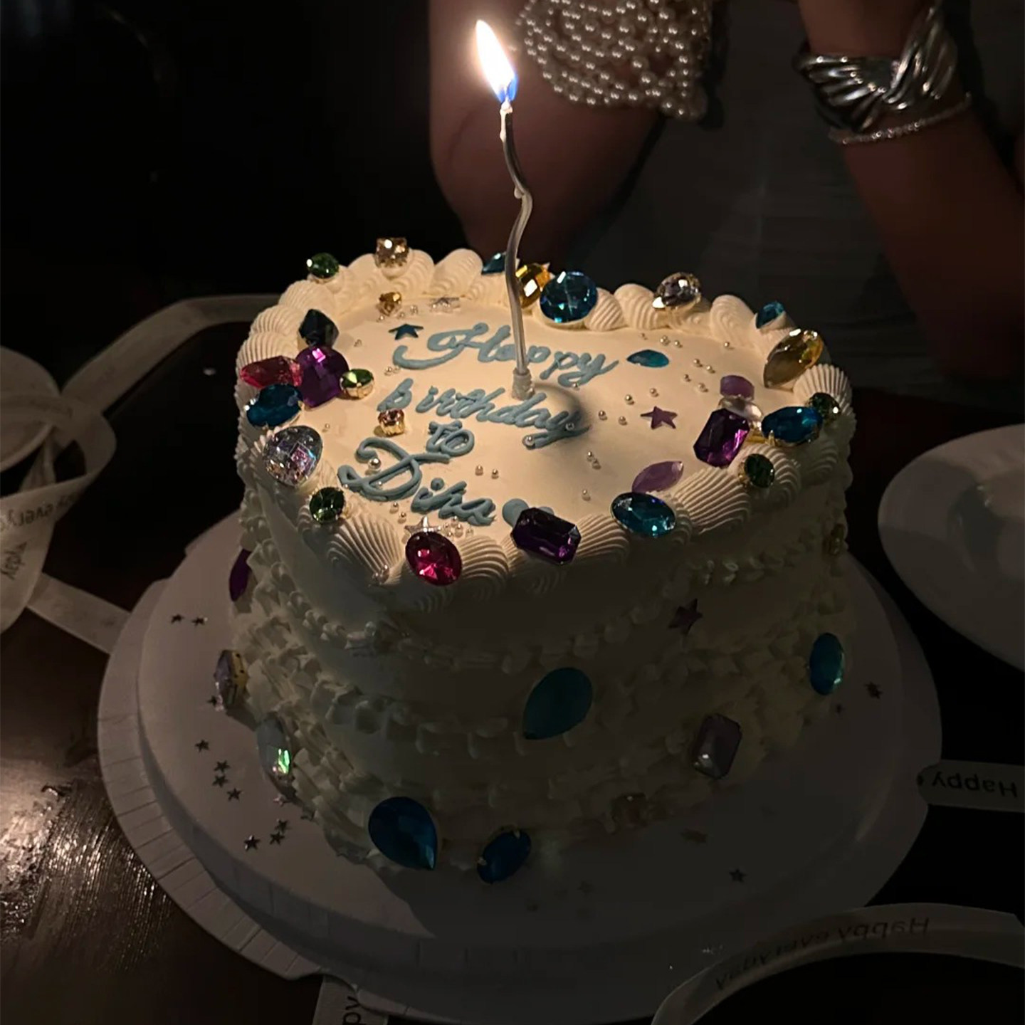 网红彩色宝石蛋糕装饰女神生日钻石摆件蛋糕烘焙甜品台装扮插件