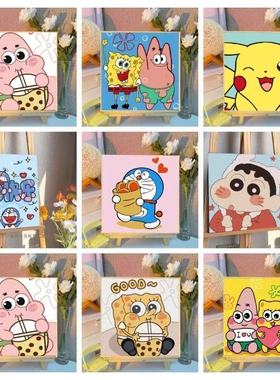 diy数字油画迪士尼卡通人物手绘油彩填色休闲儿童学生手绘礼物