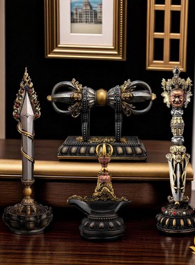 藏式尼泊尔工艺黄铜文殊剑摆件佛像文殊智慧剑法器金刚杵