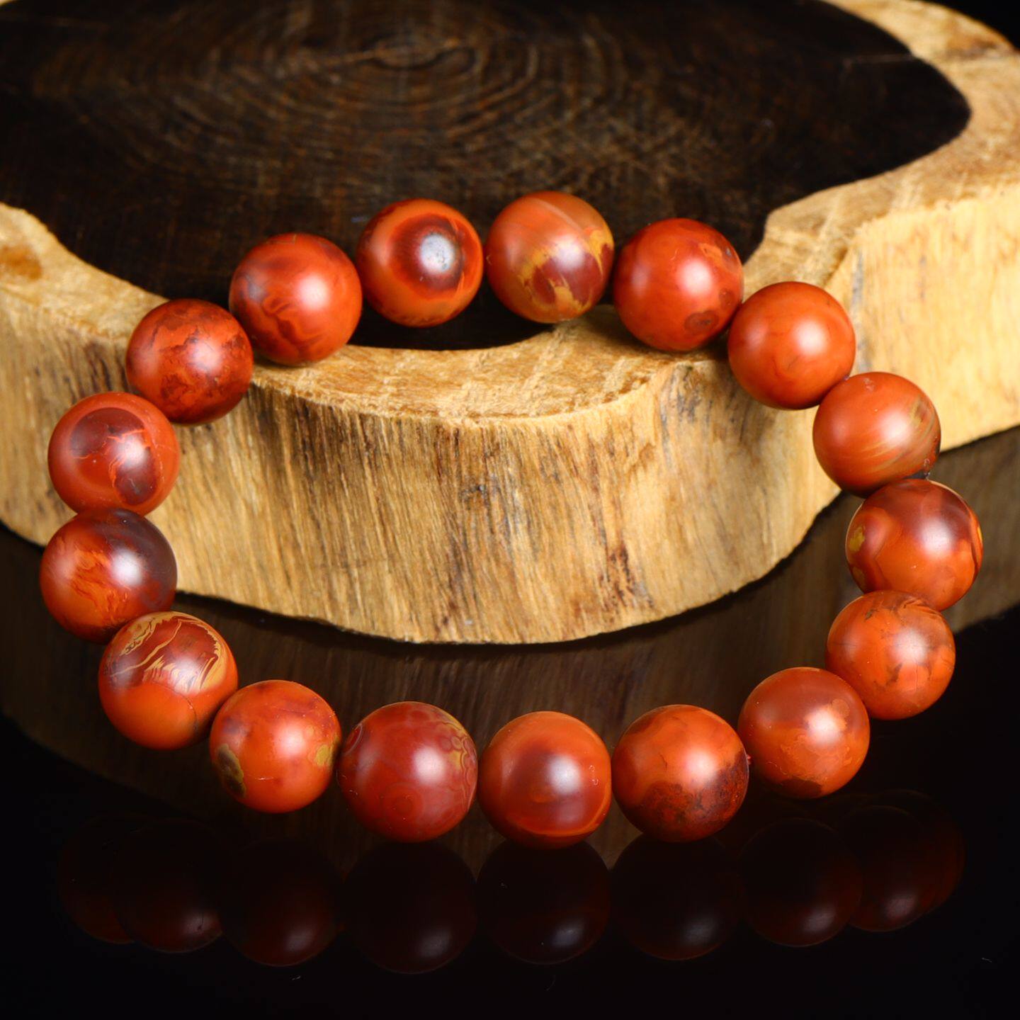 天然南红玛瑙手链收藏级铁皮鸡血包浆手串男女款礼物饰品送证书