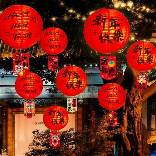 2026新年新款灯笼吊顶挂件马年春节场景装饰过年商场珠宝店铺挂饰