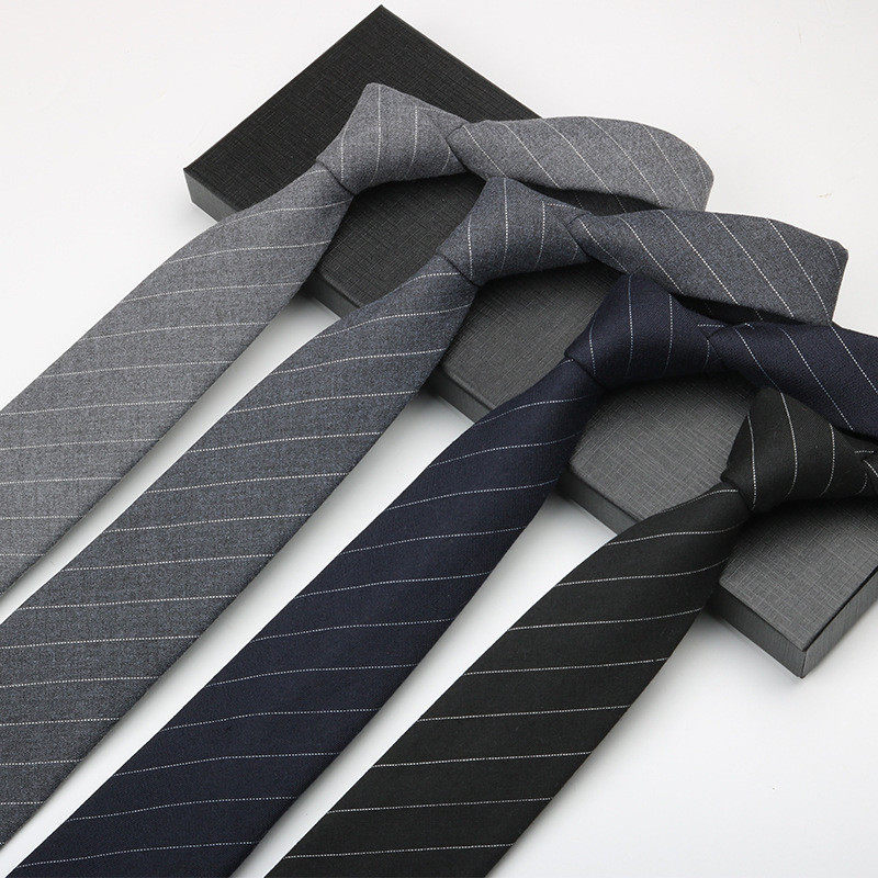 条纹领带男士休闲时尚百搭简约灰色黑色韩版学生潮流宽7手打款