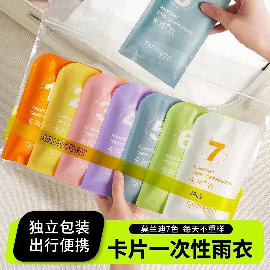 一次性雨衣便携加厚款卡片包装成人儿童学生雨披景区旅游长款连体
