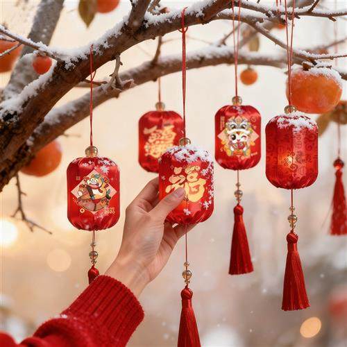 新年小灯笼装饰2026新款马年花灯挂件春节过年氛围盆景红灯笼挂饰
