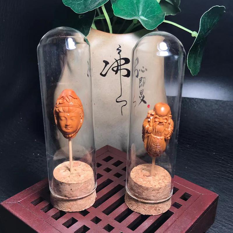 核雕展示罩橄榄核雕单籽玻璃罩密封容器木塞玻璃文玩陈列展示收纳