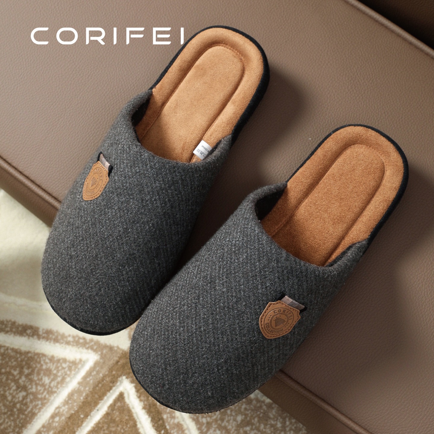 CORIFEI家丽芙秋冬家居室内保暖足弓支撑四季男士棉拖鞋DS-32935