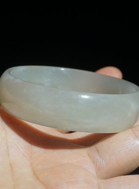 微瑕 18#内径54mm和田玉手镯天然正品轮胎圈手镯